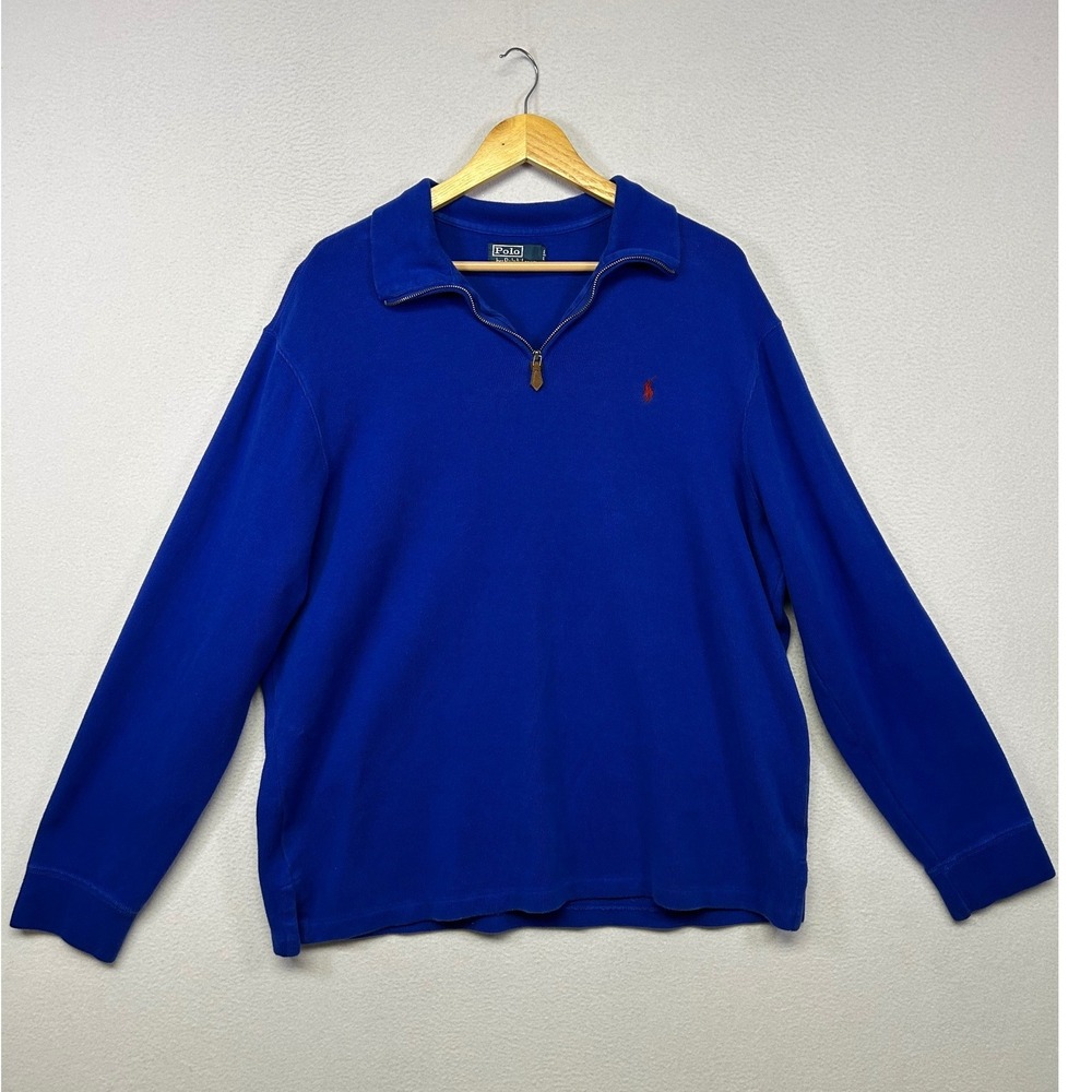 Preppy Classic Polo Ralph Lauren Mens XL Blue 1/4 Zip Pullover Sweatshirt